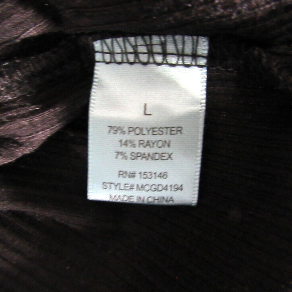 Good Luck Gem Black Ribbed Knit Bodycon Square Neck V Slit Dress Women's Size L - Picture 5 of 10